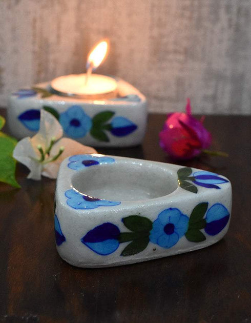 Blue Pottery T-Holder Set Of 2 Pcs.